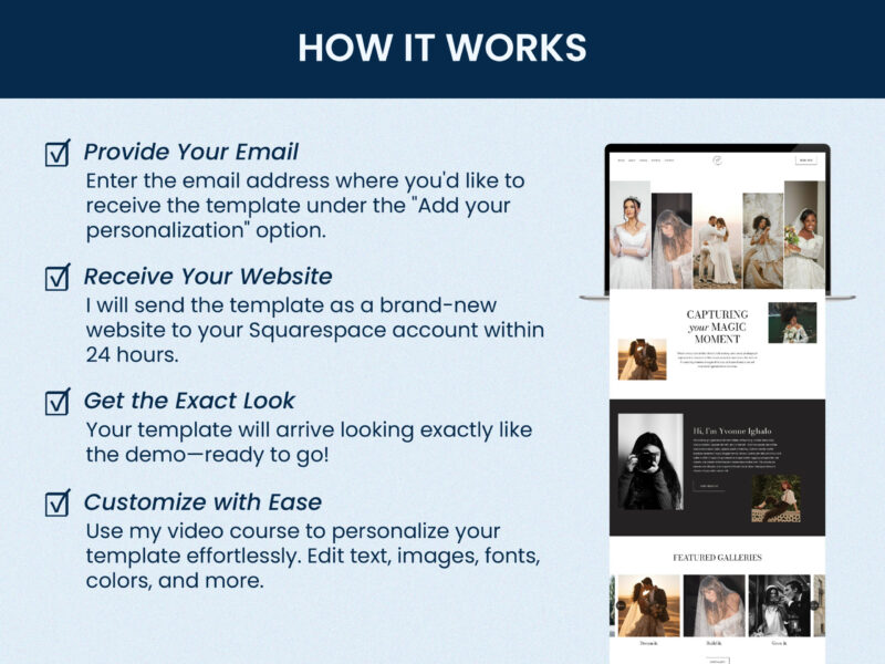 Yvonne - Squarespace Website Template for Photographers