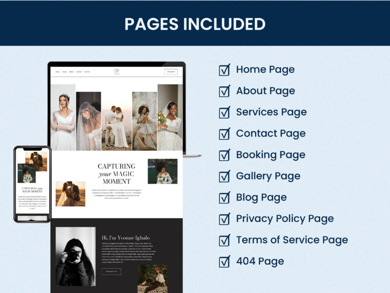 Yvonne - Squarespace Website Template for Photographers